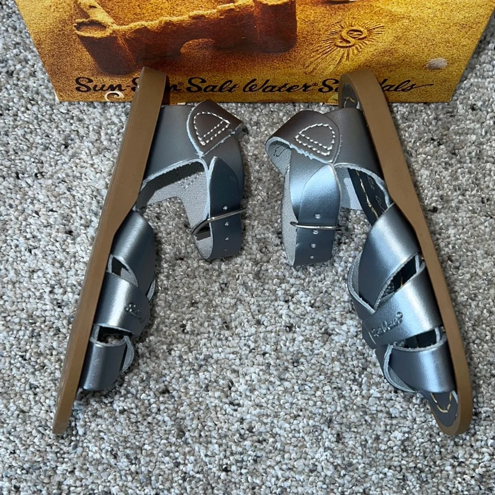AUTH NIB Salt Water the Original Sandal Toddler Little Kids PEWTER
